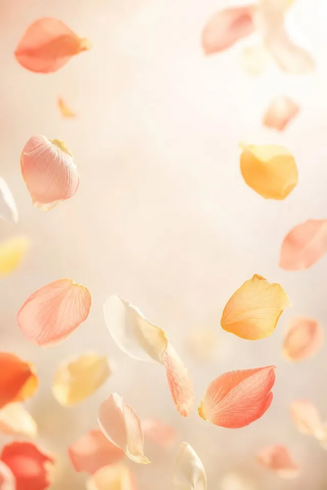 Warm petals drifting through golden light