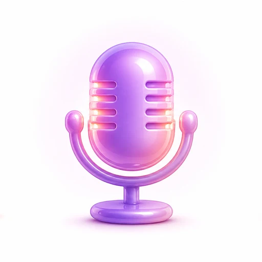 A rounded glowing microphone in soft pastel colours